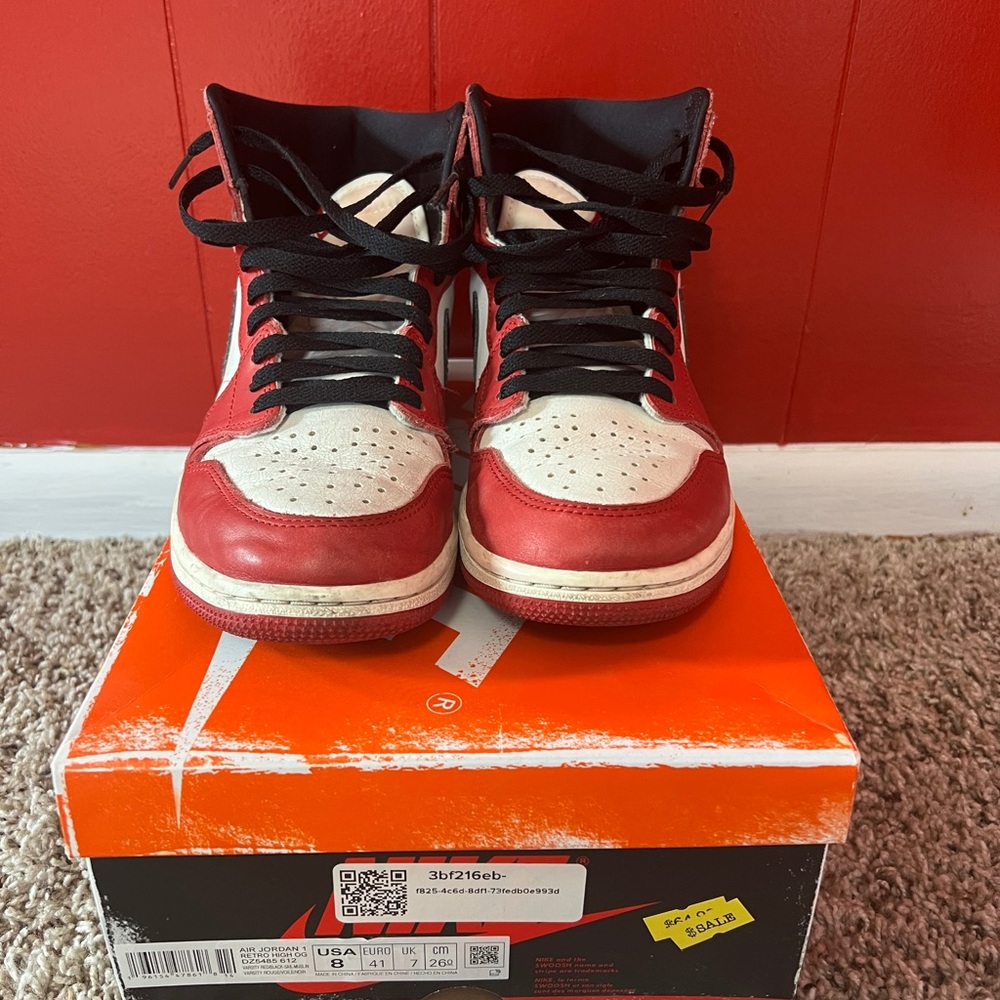 Nike Red and White High-Top Sneakers